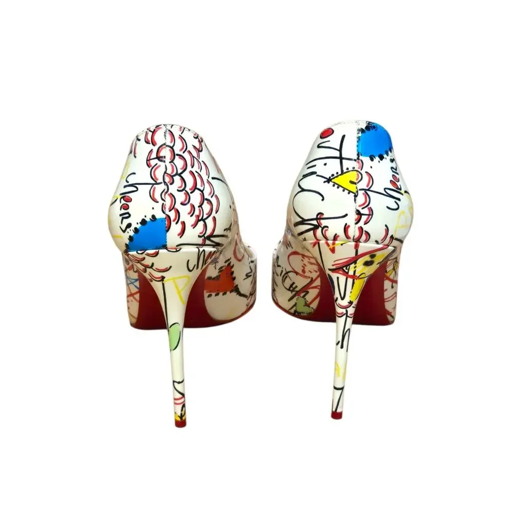 Christian Louboutin So Kate Graffiti Art Patent Leather 120 Heel Pumps